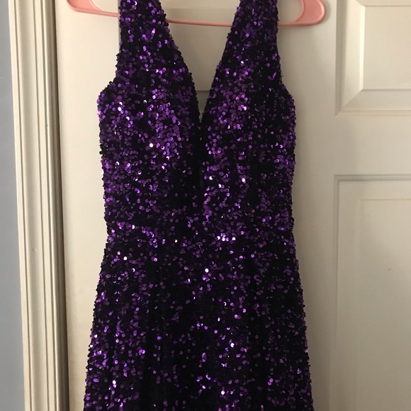 Purple sequin high low dress - Picture 5 of 5
